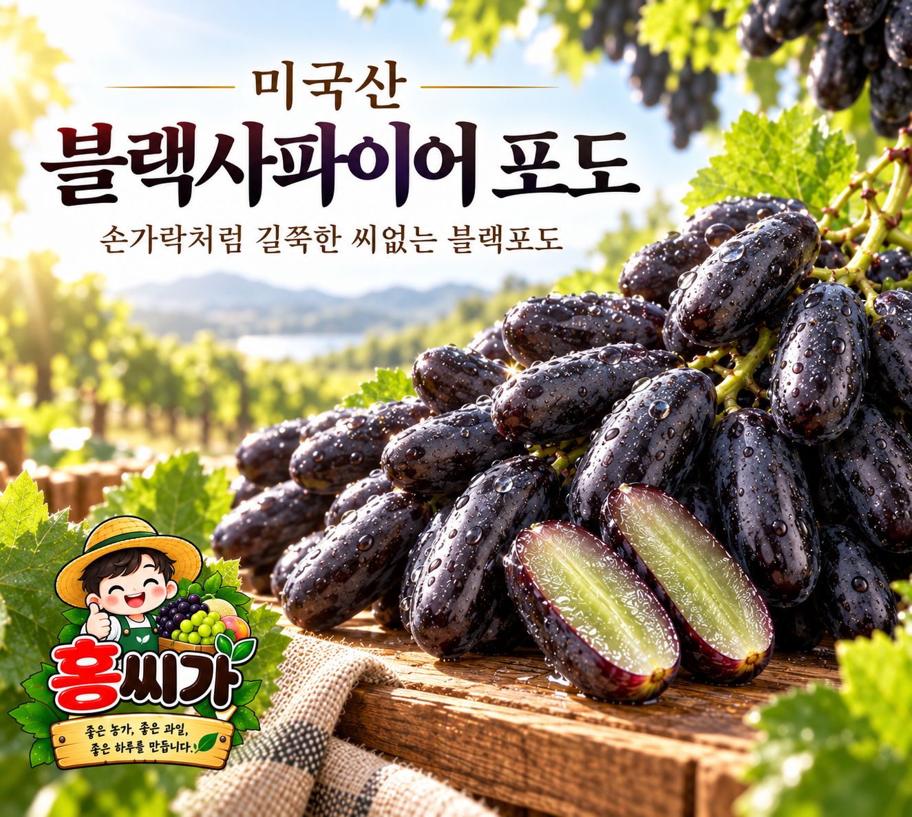 씨 없이 껍질째 먹는 프리미엄 블랙사파이어 포도 800g 2kg 3kg 5kg 상세 사진