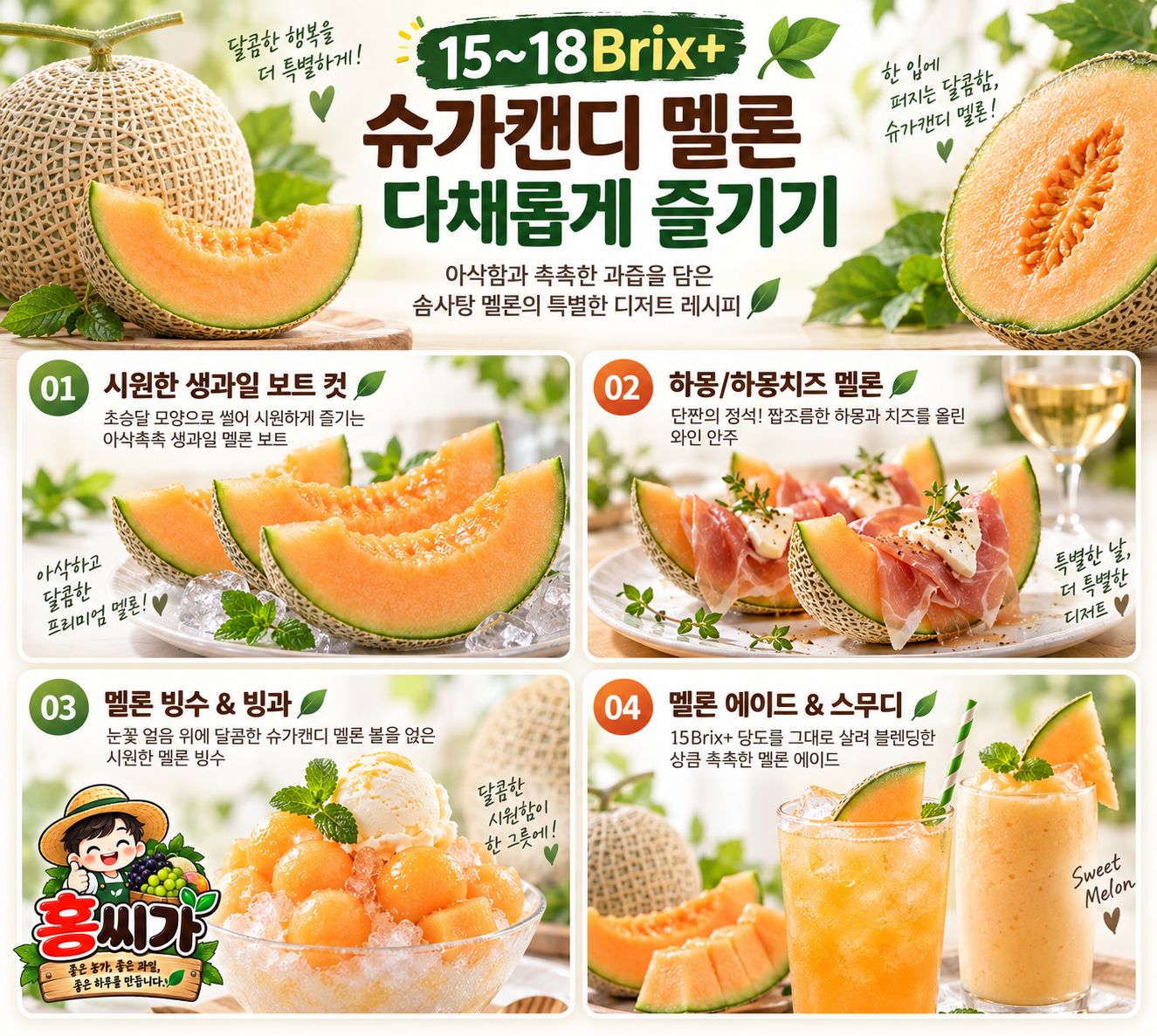 [입안 가득 솜사탕 향] 15~18Brix+ 초고당도 슈가캔디 멜론 상세 사진