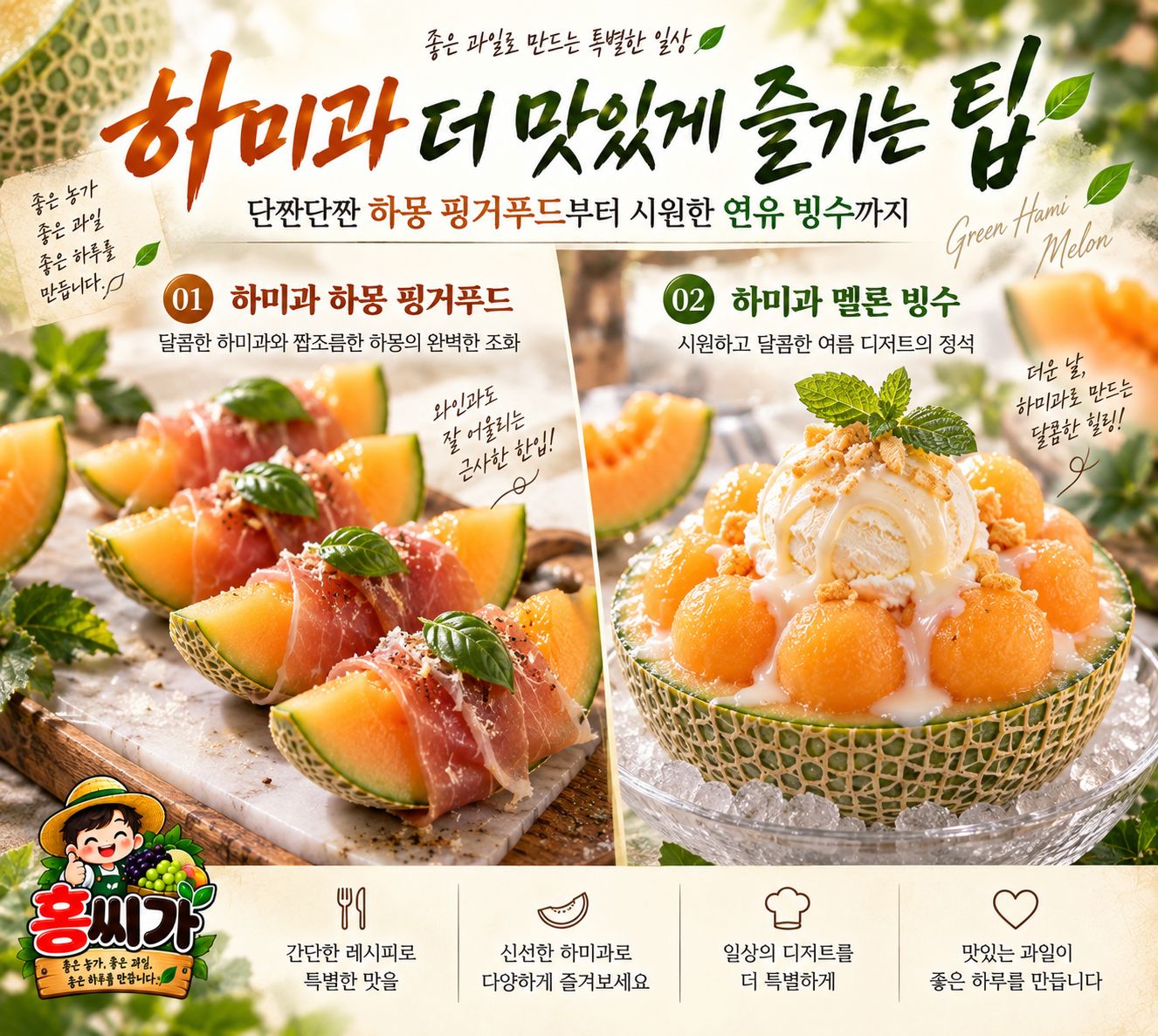 홍씨가 고당도 아삭 그린하미과 멜론 상세 사진