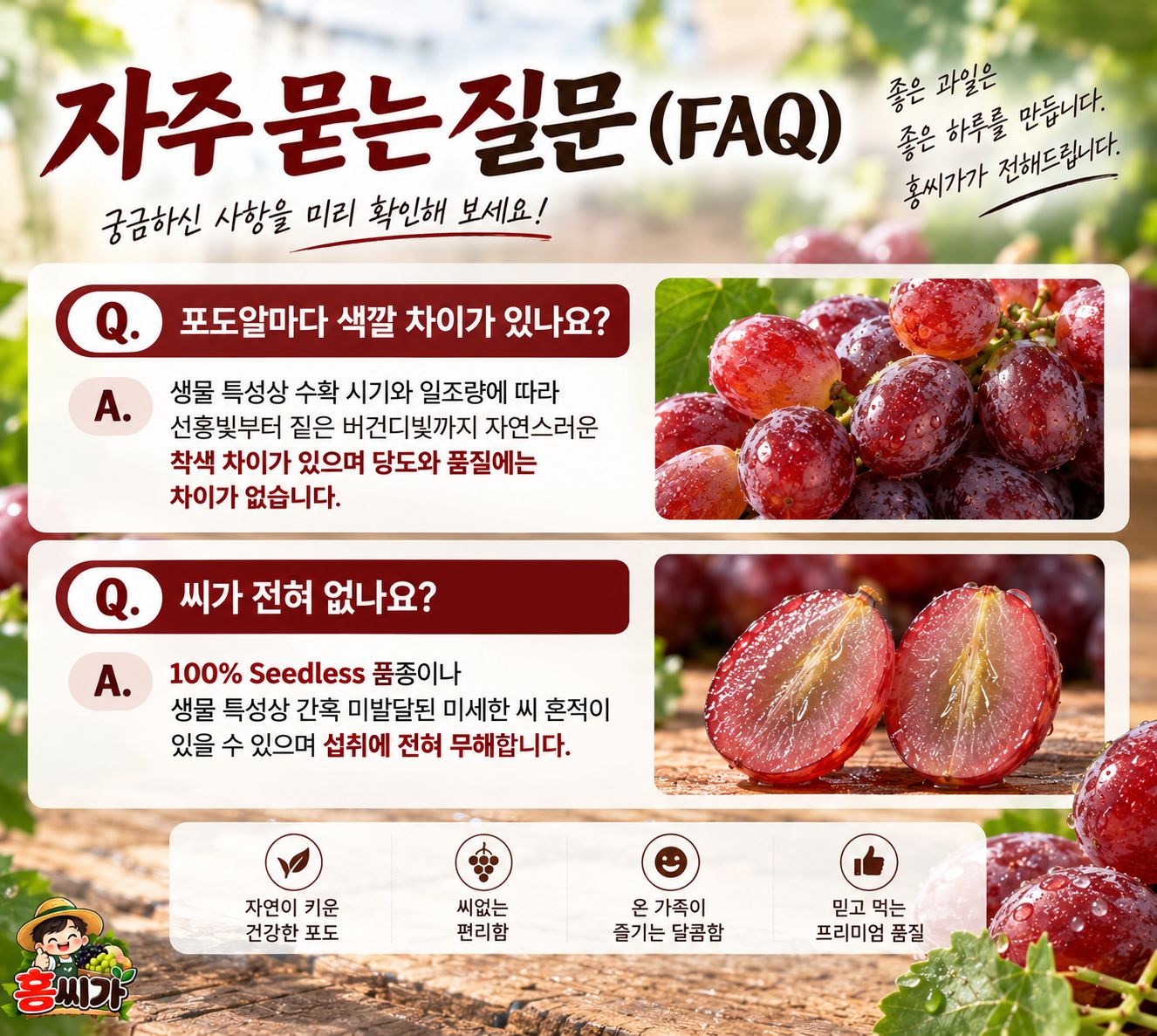 페루산 고당도 씨없는 크림슨 적포도 상세 사진