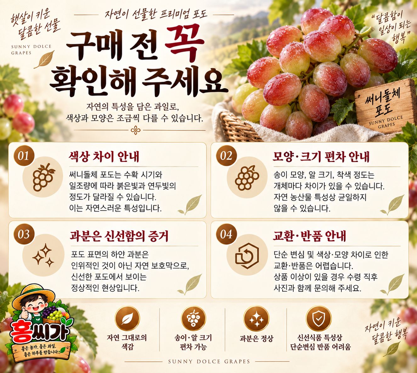국내산 고당도 신품종 포도 써니돌체 SNS에서 난리난 사과포도 상세 사진