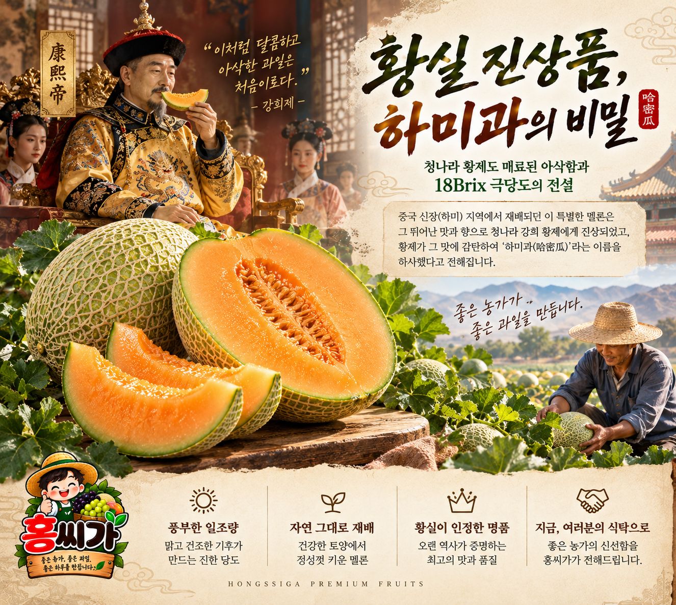 홍씨가 고당도 아삭 그린하미과 멜론 상세 사진