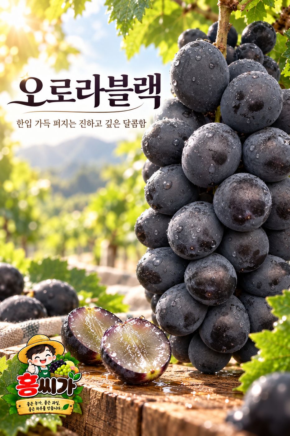 20Brix+ 껍질째 먹는 프리미엄 오로라 블랙 포도 2kg 상세 사진