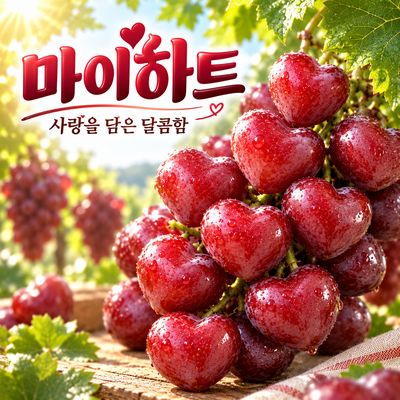 20Brix+ 하트모양 레드 샤인머스캣 씨 없는 마이하트 포도 2kg