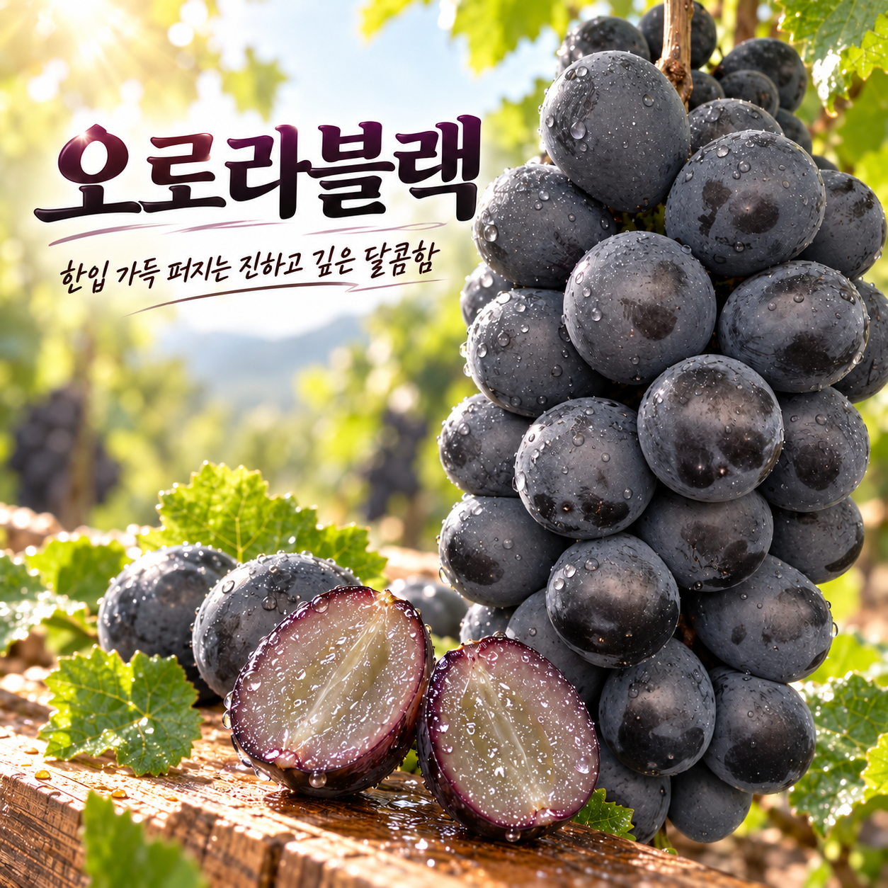20Brix+ 껍질째 먹는 프리미엄 오로라 블랙 포도 2kg