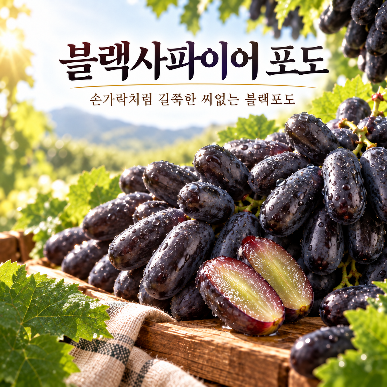 씨 없이 껍질째 먹는 프리미엄 블랙사파이어 포도 800g 2kg 3kg 5kg