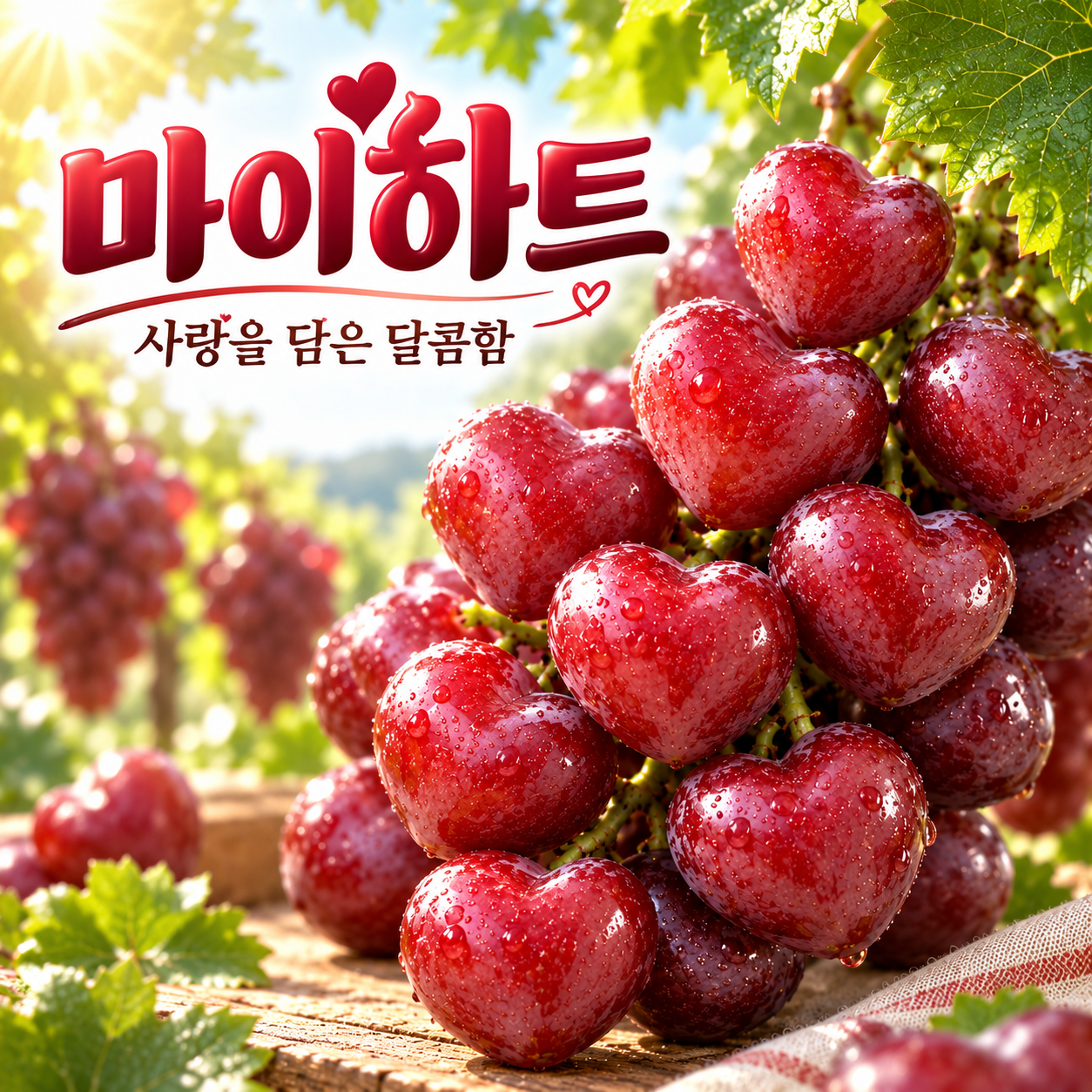 20Brix+ 하트모양 레드 샤인머스캣 씨 없는 마이하트 포도 2kg